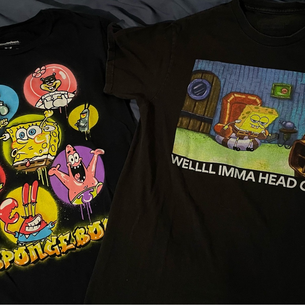 SpongeBob Black Graphic T-Shirts